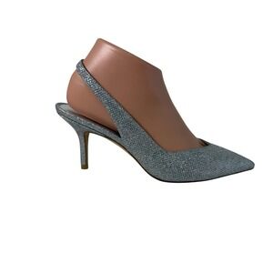 Stuart Weitzman Eva 75 Slingback Pumps Metallic‎ Silver Women's Size 7